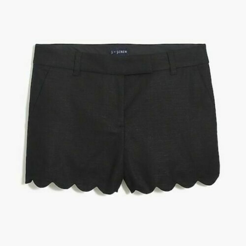 J. Crew Factory 4" Scalloped Hem Linen Blend Shorts